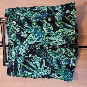 Cole Tropical Leaves Swim Trunks Sz 34